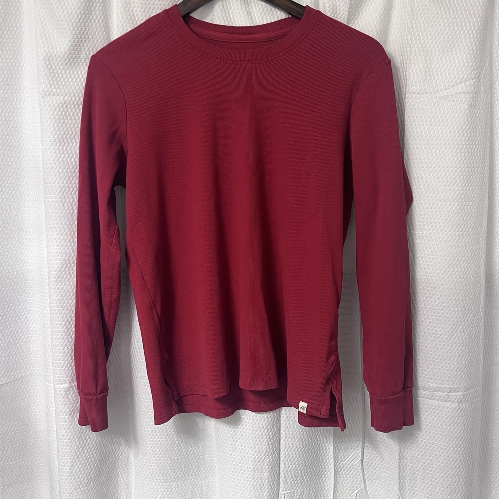 Burt's Bees Baby Women's Red Thermal Long Sleeve Shirt Organic Cotton Medium EC